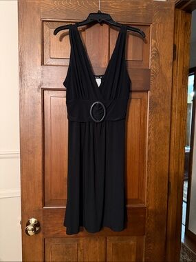 Star Vixen Black V-Neck Belted Midi Dress